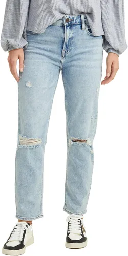 Miniatura 2 de ALTAR'D STATE Jeans de talle alto para mujer, mezclilla rasgada con cierre de botón, azul y negro