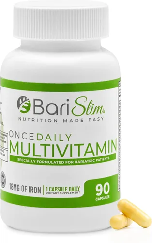 BariSlim Cápsula multivitamínica bariátrica Once Daily - 18 mg de hierro - Vitamina bariátrica y suplemento para poscirugía incluyendo bypass