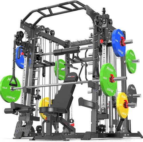 Miniatura 31 de Rack Multiusos para Sentadillas, Conjunto de Rack de Pesas Smith Machine con Sistema de Crossover de Cables, Racks de Potencia para Gimnasio en L04