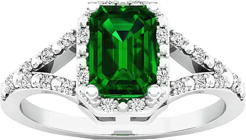 Miniatura 2 de Dazzlingrock Collection Anillo de compromiso de mujer con piedras preciosas creadas en laboratorio y diamantes blancos de 0.276 x 0.197in, plata