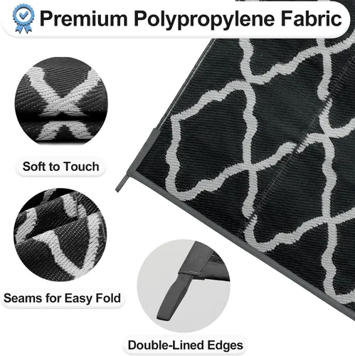 Miniatura 5 de OutdoorLines Alfombras de interior y exterior, para patio, de 6 x 9 pies, reversible, resistente a manchas y a rayos UV, portátil, alfombra de paja