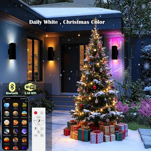 Miniatura 7 de rosykite Lámparas de pared exteriores blancas sintonizables de 1200 lm, luces RGB para exteriores, paquete de 2 unidades, iluminación exterior