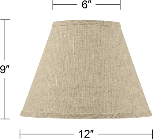 Miniatura 5 de Juego de 2 pantallas de lámpara Empire (premontadas) de arpillera fina mediana de 6 pulgadas superior x 12 pulgadas inferior x 9 pulgadas de araña