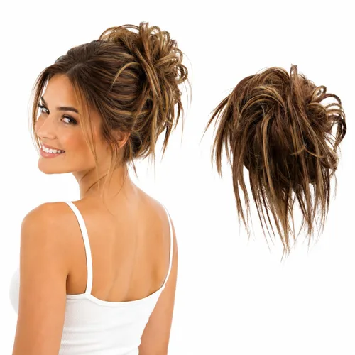 Miniatura 27 de CAISHA Prettyshop - Banda elástica XXL tipo postizo de cabello voluminoso ondulado, ideal para peinados recogidos de novias o rodetes desaliñados