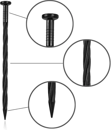 Miniatura 3 de Espigas de anclaje de paisaje en espiral 8 en 60 piezas de plástico para césped artificial, adoquín, barrera de malezas, carpintería, tienda