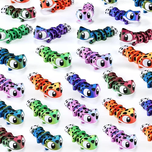 Miniatura 7 de 12 figuras de gusano impresas en 3D de animales, articuladas, flexibles, para aliviar el estrés, figuras de animales, decoración de escritorio