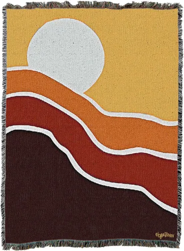 Miniatura 4 de Pure Country Weavers Kyra Brown - Manta de atardecer de los 70 – Abstact Art – Manta para regalo tejida de algodón – Fabricado en los Estados Unidos