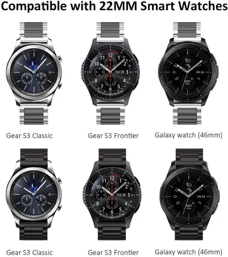 Miniatura 3 de valkit 2 Packs Watch Bands for Garmin Vivoactive 5/Vivoactive 6 3/Forerunner 165 55/Galaxy Watch 7 6, 20MM Elegant Casual Solid Stainless Steel