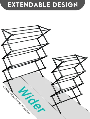 Miniatura 7 de ZOES HOMEWARE Tendedero de ropa de 4 niveles, 4 pies de alto plegable para secar ropa para interiores y exteriores, tendedero de ropa portátil Negro