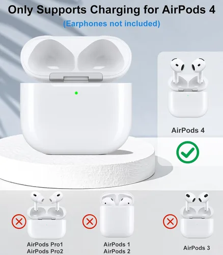 Miniatura 2 de Funda de carga inalámbrica compatible con AirPods 4, funda de repuesto para AirPods 4, botón de sincronización de emparejamiento Bluetooth, incluye