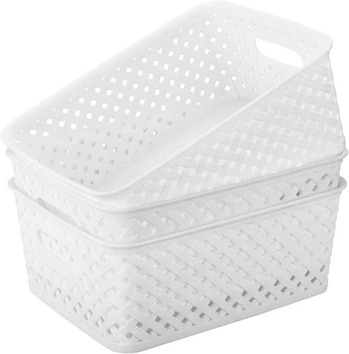 Miniatura 15 de MaxGear Organización y Almacenamiento 3 Paquetes, Contenedores Organizadores de Plástico, Cestas Tejidas para Almacenamiento, Cestas de Plástico