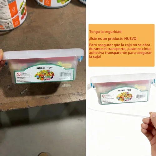 Miniatura 3 de 46 piezas Montessori de madera con cordones de juguetes para niños pequeños, animales educativos para atar frutas, granjas, roscado, cuentas Arcoír