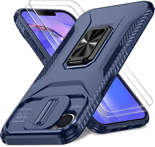Miniatura 10 de Funda HakkTaoo para iPhone 13/iPhone 14 de 6.1 Pulgadas con Funda Deslizante para Cámara + Protector de Pantalla (2 Paquetes), Funda Protectora a