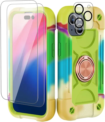 Miniatura 106 de Funda para iPhone 11 de 6.1 pulgadas con soporte de anillo, con 2 protectores de pantalla de vidrio, resistente a los golpes, resistente a