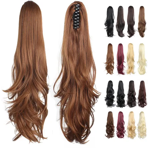 Miniatura 210 de Extensiones de cola de caballo de cabello rubio, extensiones de cola de caballo para mujer, pinza de extensiones de cabello rizado de 12 pulgadas