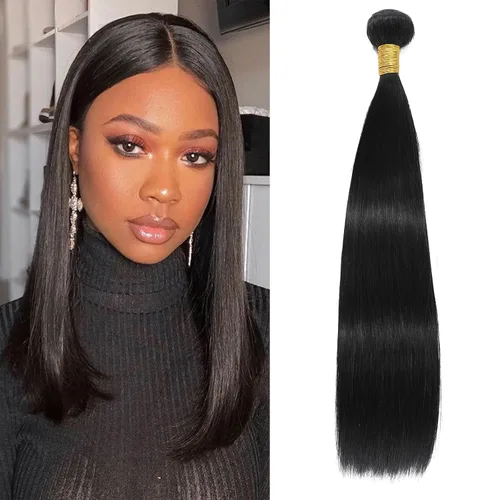 Miniatura 10 de Extensiones de cabello humano lacio tipo afro, 12 meses de vida útil de 10, 12 y 14 pulgadas, paquetes de cabello lacio brasileño Yaki 100% sin