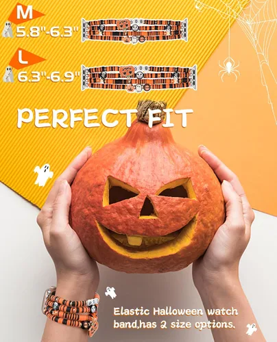 Miniatura 3 de JR.DM Correa de reloj de Halloween Compatible con Apple Watch de 38 mm, 40 mm, 41 mm, 44 mm, 42 mm, 45 mm, 46 mm, linda, preppy, hecha a mano