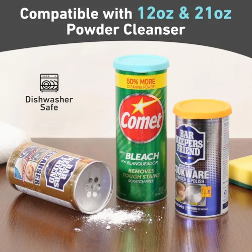 Miniatura 7 de Paquete de 2 tapas de silicona para limpiador en polvo, compatibles con Bar Keepers Friend, Comet, limpiador en polvo Ajax (12 oz y 21 oz)