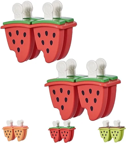 Juego de 2 moldes para paletas, 4 piezas, moldes para hacer paletas de sandía, moldes para helados, moldes para paletas de hielo congeladas,