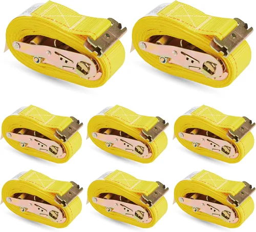Miniatura 9 de Paquete de 2 correas de trinquete E-Track de 2 pulgadas x 12 pies x 4,400 de fuerza para amarre de carga en remolque cerrado y camioneta por KODIAK
