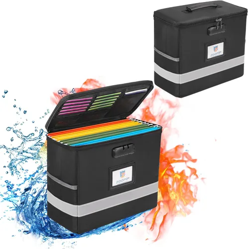 Miniatura 9 de Caja de archivos ignífuga con cerradura, organizador de almacenamiento de caja de documentos, adecuado para colgar carpetas de archivos