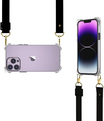 Miniatura 8 de Funda transparente para iPhone 13 Pro Max con correa cruzada ajustable desmontable, ajuste delgado, funda protectora a prueba de golpes con cordón