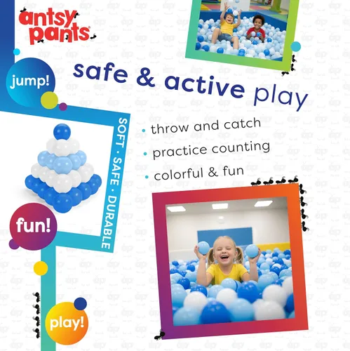 Miniatura 6 de Antsy Pants 100 pelotas para hogueras, pozo de pelotas para niños pequeños de 1 a 3 años, materiales no tóxicos, bolsa de almacenamiento ligera