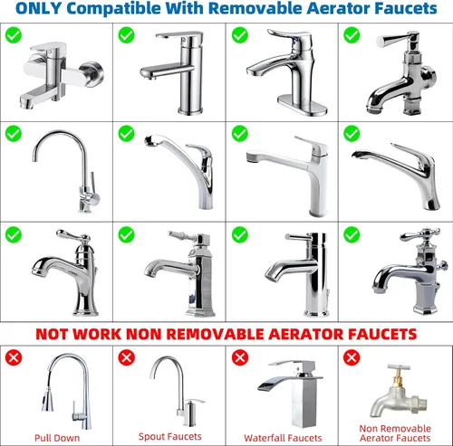 Miniatura 6 de Aireador de grifo de cocina giratorio de 360 grados anti salpicón, extensor de grifo para ahorrar agua con 2 modos de rociado de 1.8GPM Cromo
