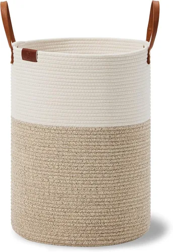 Miniatura 8 de VIPOSCO Cesta Alta para Ropa Sucia, Cesto Grande para Ropa Sucia con Mango de Cuero, Cesta de Almacenamiento de Cuerda Tejida para Manta, Juguete
