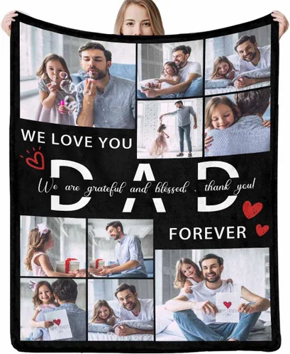 Miniatura 14 de Manta personalizada con texto y 14 fotos, manta familiar de Navidad personalizada para cumpleaños, San Valentín, regalos conmemorativos hecha