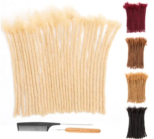 Miniatura 34 de DAIXI 0.2cm y 0.4cm y 0.6cm y 0.8cm de grosor 4-18 pulgadas 10 hebras extensiones de rastas de cabello humano 100% real para hombres/mujeres