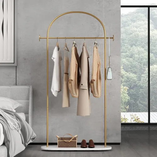 Miniatura 6 de TIEOU Perchero de metal dorado, soporte de entrada no empotrado, perchero para sombreros y abrigos, pequeño perchero para ropa, moderno Estante