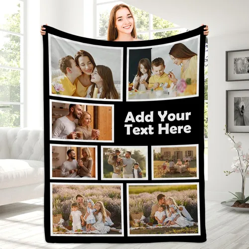 Miniatura 9 de Magimagine Mantas personalizadas con imágenes de texto para regalos de novio, manta de fotos personalizada para familiares y amigos para Navidad