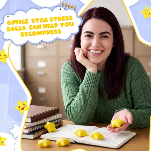 Miniatura 6 de Lenwen 100 bolas de estrés con forma de estrella a granel de 2 pulgadas de espuma mini estrella para aliviar el estrés para adolescentes y adultos