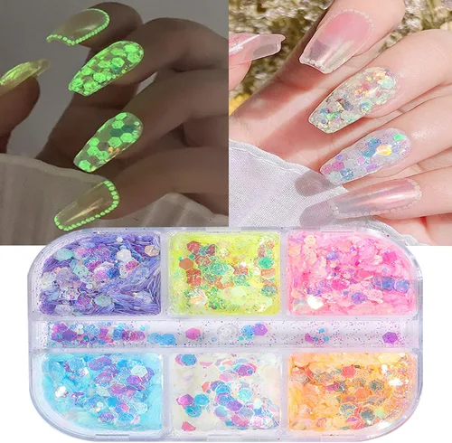 Miniatura 9 de Lámina de uñas con purpurina, diseño holográfico de lentejuelas de papel de aluminio ultrafino, láminas metálicas 3D brillantes, suministros