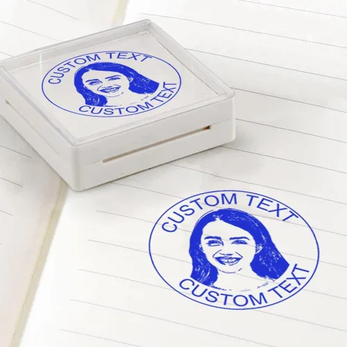 Miniatura 5 de Sellos personalizados autoentintados, sellos de fotos personalizados para retratos con cara y texto, suministros de oficina, negocios, sello