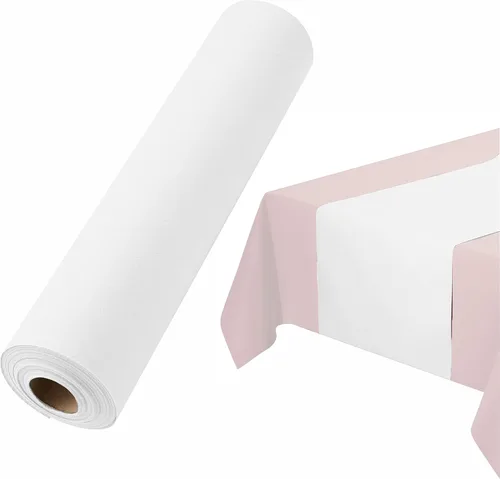 Miniatura 9 de Camino de mesa desechable para mesa de comedor, 16 pulgadas, paquete de 20 caminos de mesa de papel rosa similar al lino para fiestas, bodas