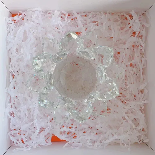 Miniatura 7 de Loto de cristal transparente, flor de cristal brillante con caja de regalo, reflejo de tono, purpurina, paz, pureza, buena fortuna, sabiduría