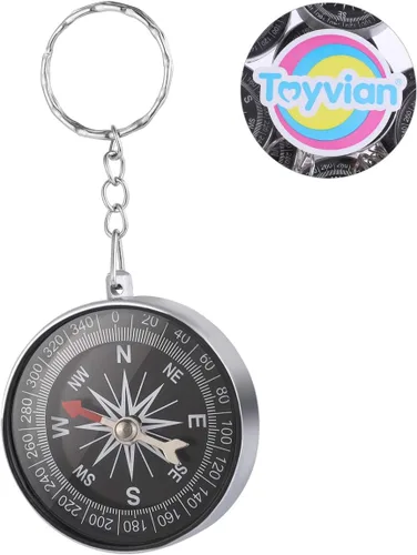 Miniatura 6 de Toyvian 12 llaveros de brújula – Colgante de brújula pirata de aleación para niños, recuerdos de fiesta temática de viaje, decoraciones