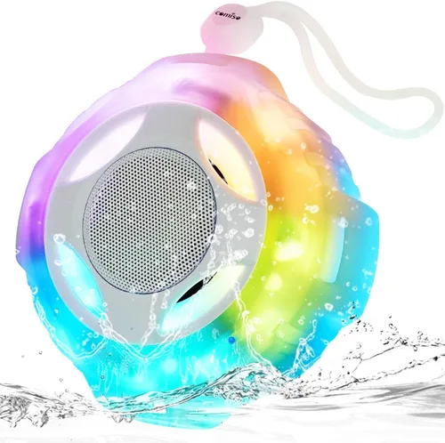 Miniatura 8 de comiso Altavoz Bluetooth de ducha, IPX7 impermeable con múltiples luces, flotante, altavoces inalámbricos con graves fuertes y sonido HD fuerte
