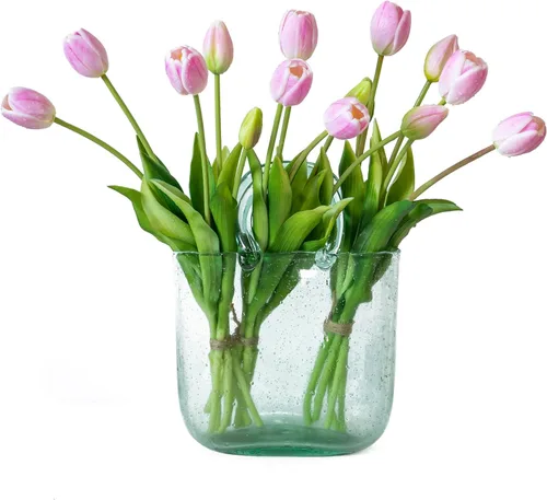 Miniatura 31 de DUYONE 15 flores de tulipanes artificiales, suave al tacto, realista, ramo de tulipanes de látex para el hogar, oficina, boda, fiesta, decoración