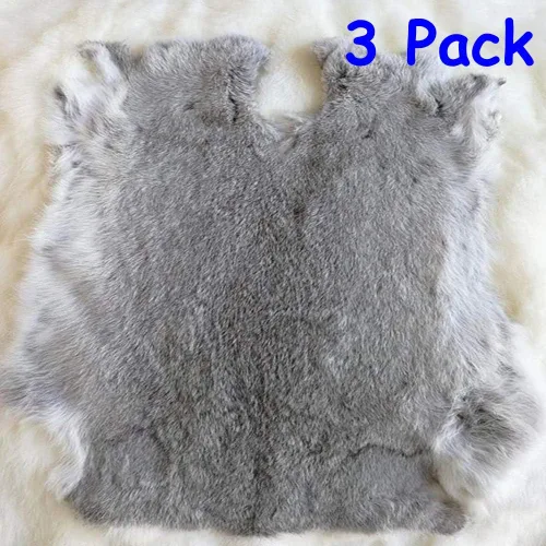 Miniatura 2 de Seek4comfortable Piel de conejo curtida natural, piel de conejo artesanal, piel de calidad para coser (gris cian, paquete de 3)