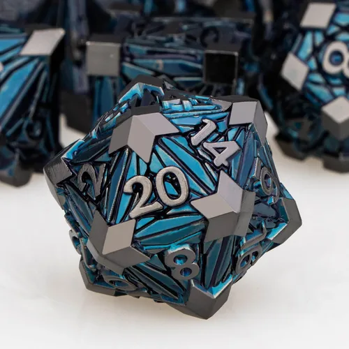 Miniatura 20 de Juego de dados de metal de 7 piezas con caja, dados D y D rojos para Debris RPG para juegos de mesa D&D, juego de rol, juego de dados poliédricos