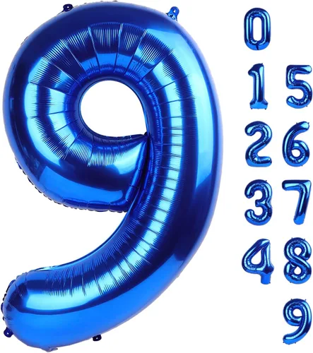Miniatura 337 de Globos de números de 5 globos de 40 pulgadas, decoraciones de cumpleaños azules para niños y niñas, globos de números azul marino grandes