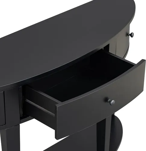 Miniatura 5 de LUMISOL Mesa consola de entrada Half Moon con 3 cajones de almacenamiento y estante, mesa de sofá detrás del sofá para sala de estar, vestíbulo