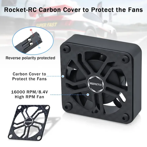 Miniatura 2 de Surpass Hobby - Ventiladores de refrigeración RC de 1.575 pulgadas, 16000 RPM de alto RPM, ventilador de motor de automóvil RC para 1/8 1/10 RC Car