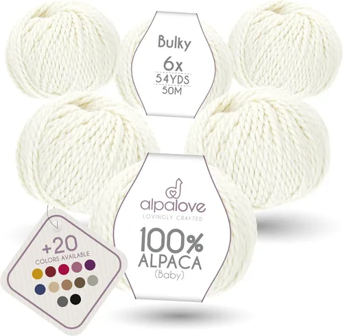 Miniatura 25 de Set de Lana Abultada (6 x 50 g) Súper Suave de Alpaca Bebé para Tejer Antracita 300 Metros