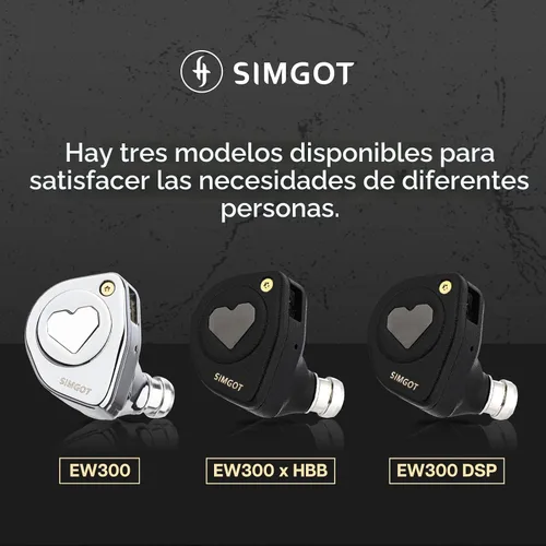 Miniatura 7 de Linsoul SIMGOT EW300 1DD+1Planar+1PZT controlador híbrido intrauditivo, auriculares IEM con cable, auriculares para juegos con boquillas