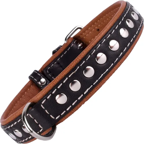 Miniatura 79 de CollarDirect Collar de perro con tachuelas, collares de cuero para mascotas para perros pequeños, medianos y grandes, acolchado suave, marrón, negro