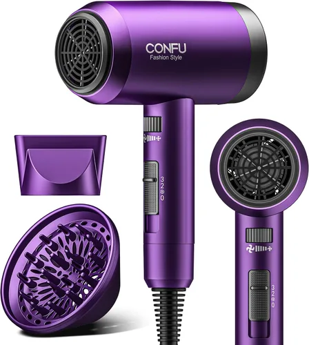 Miniatura 10 de Secador de pelo, secador de pelo CONFU con difusor, secador de pelo profesional 21000PRM, secador de pelo iónico negativo portátil ligero de secado